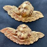 Pair of angels in gilded wood