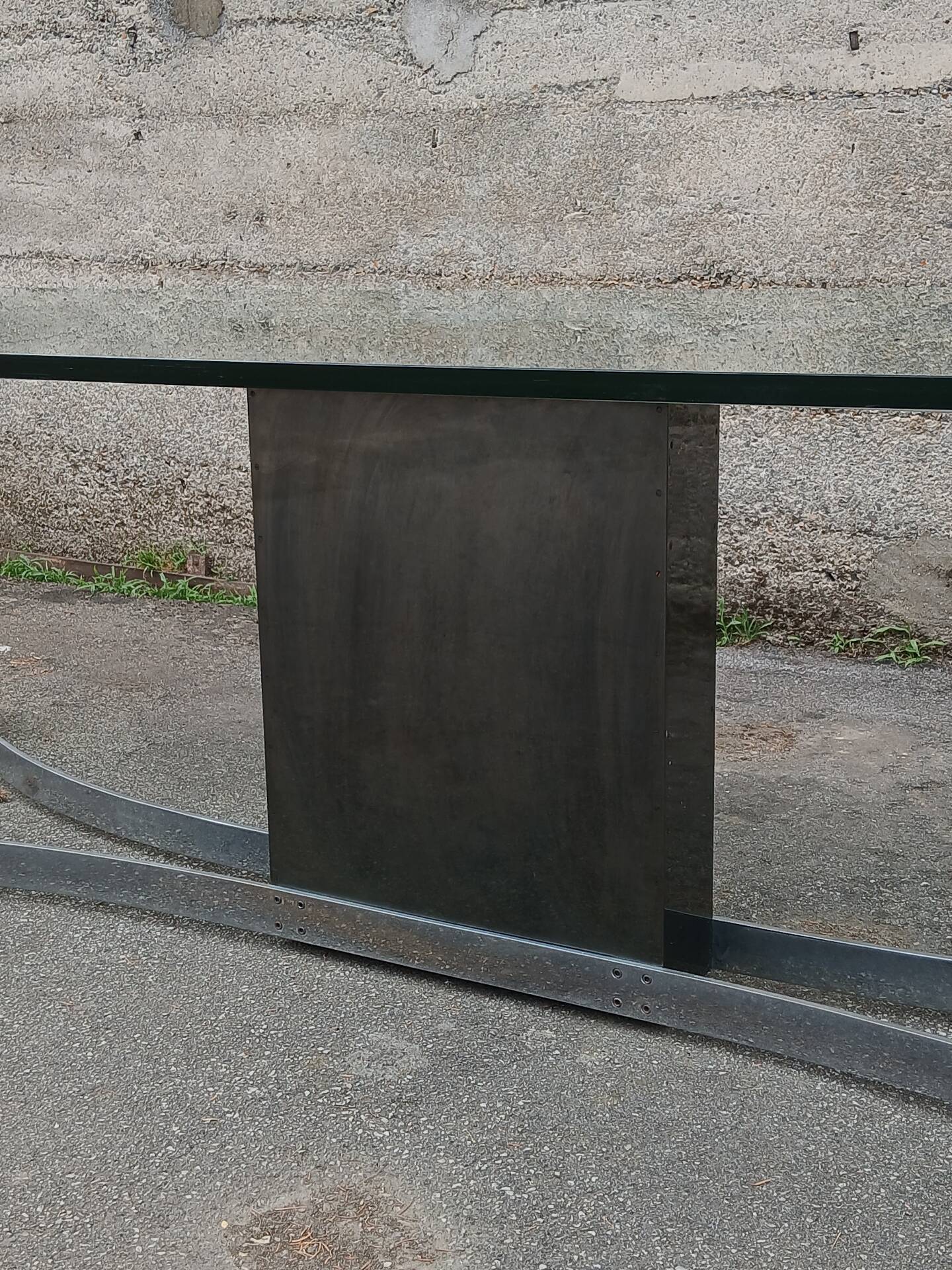 1970s glass and chrome table, 300 cm, for 12 people.