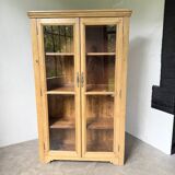 Glass cabinet or display case in pine 1950