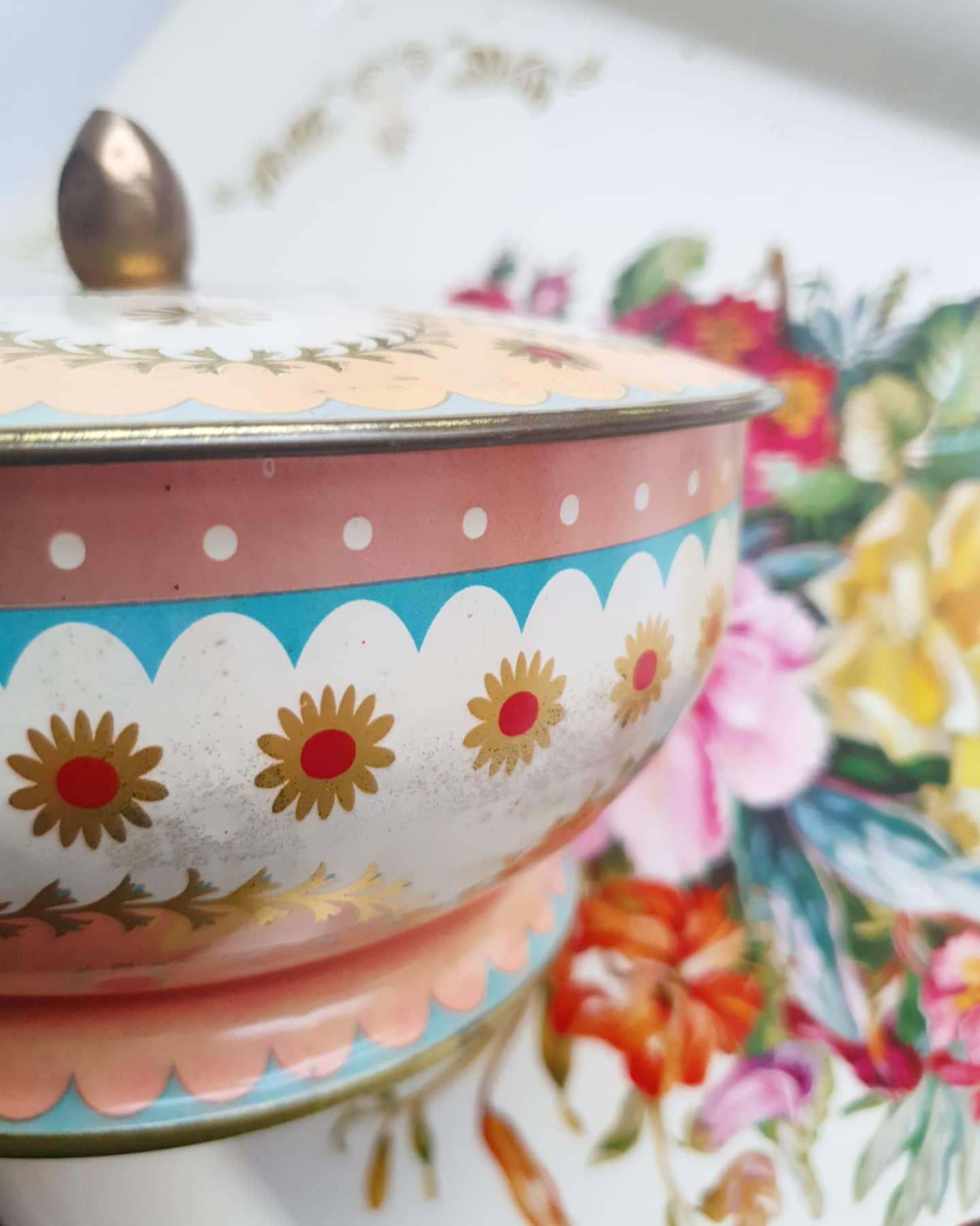 Decorated antique metal box