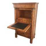 Empire-style secretary desk in burr walnut with detached columns, drop-front, and secret drawer