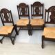 Ensemble de 6 chaise paille et bois tourné vintage
