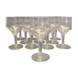 Suite of 12 glasses with feet in cut glass mid-twentieth century