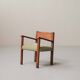 French modernist armchair in wood and green velvet, 1950s