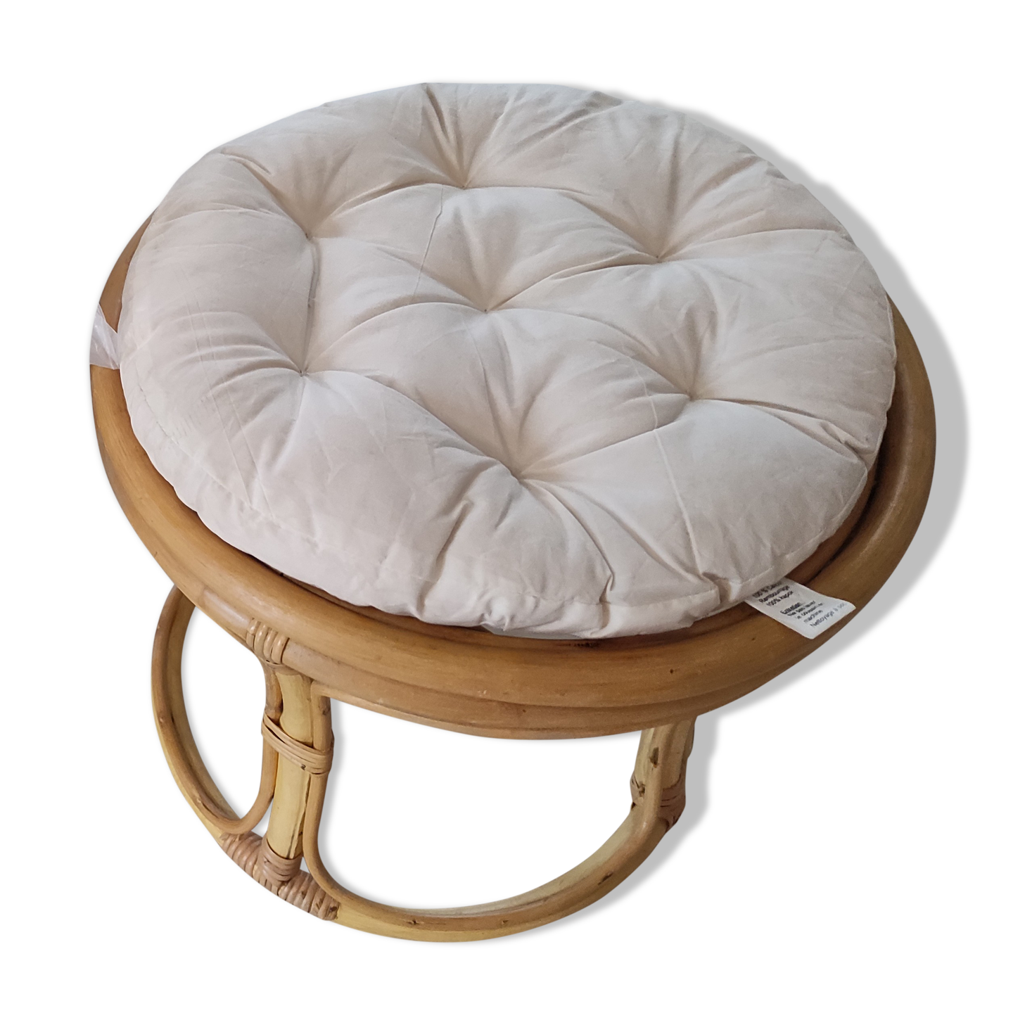 Paire de poufs en rotin et bambou
