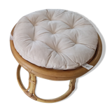 Pair of rattan and bamboo poufs