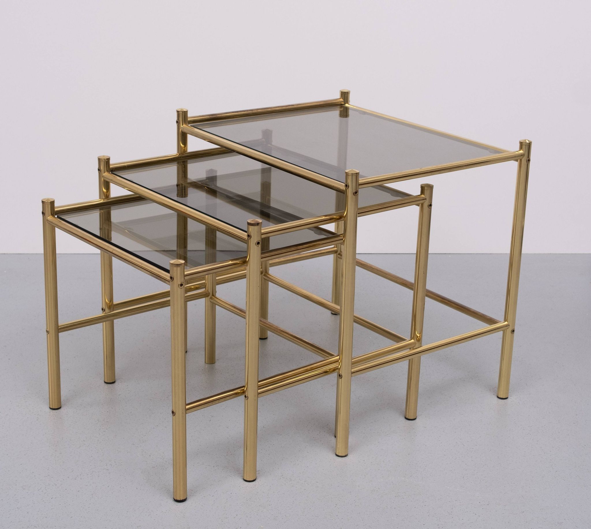 Brass nesting tables Hollywood Regency 1970s France