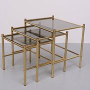 Brass nesting tables Hollywood Regency 1970s France