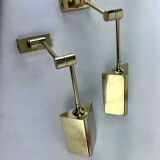 Postmodern pair of articulated brass wall lamps by Baulmann Leuchten. Germany 1980s