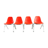 4 Charles Eames DSS chairs for Vitra, Poppy Red