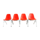 4 Charles Eames DSS chairs for Vitra, Poppy Red