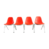 4 Charles Eames DSS chairs for Vitra, Poppy Red