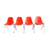 4 Charles Eames DSS chairs for Vitra, Poppy Red