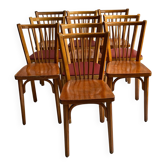 Lot de 10 chaises bistrot Baumann en bois et simili cuir