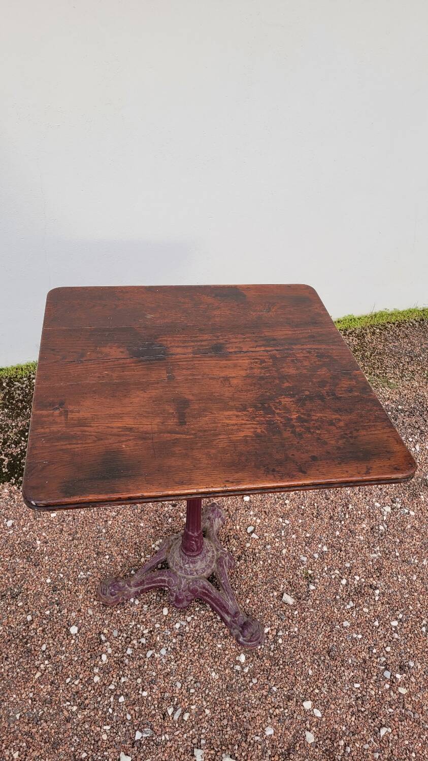 Antique cast iron bistro restaurant pedestal table - 1900s