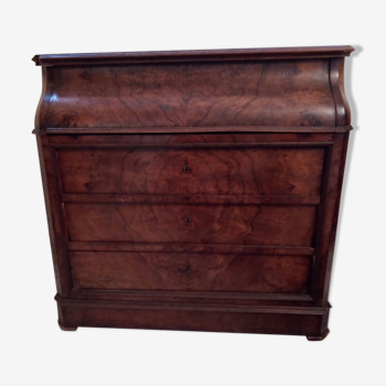 Commode coiffeuse dite chemin de fer en ronce de noyer