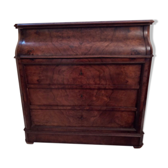 Commode coiffeuse dite chemin de fer en ronce de noyer