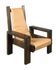 Brutalist Design Armchair Wood and Leather Vintage 1970s