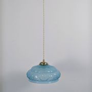 Suspension art déco en verre bleu et laiton