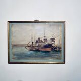 Old painting, navy, signed and dated 1931