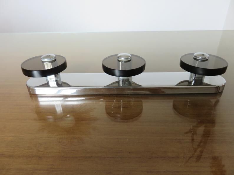 Fontana Arte chrome metal and smoked glass coat rack 70