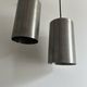 Pair of vintage brushed metal pendant lamps, France 1960