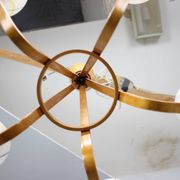 Mid-century wooden chandelier with glass shades, Czechoslovakia, 1970s.