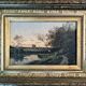 Impressionist painting "Animated twilight landscape" 19th century signed Barbizon