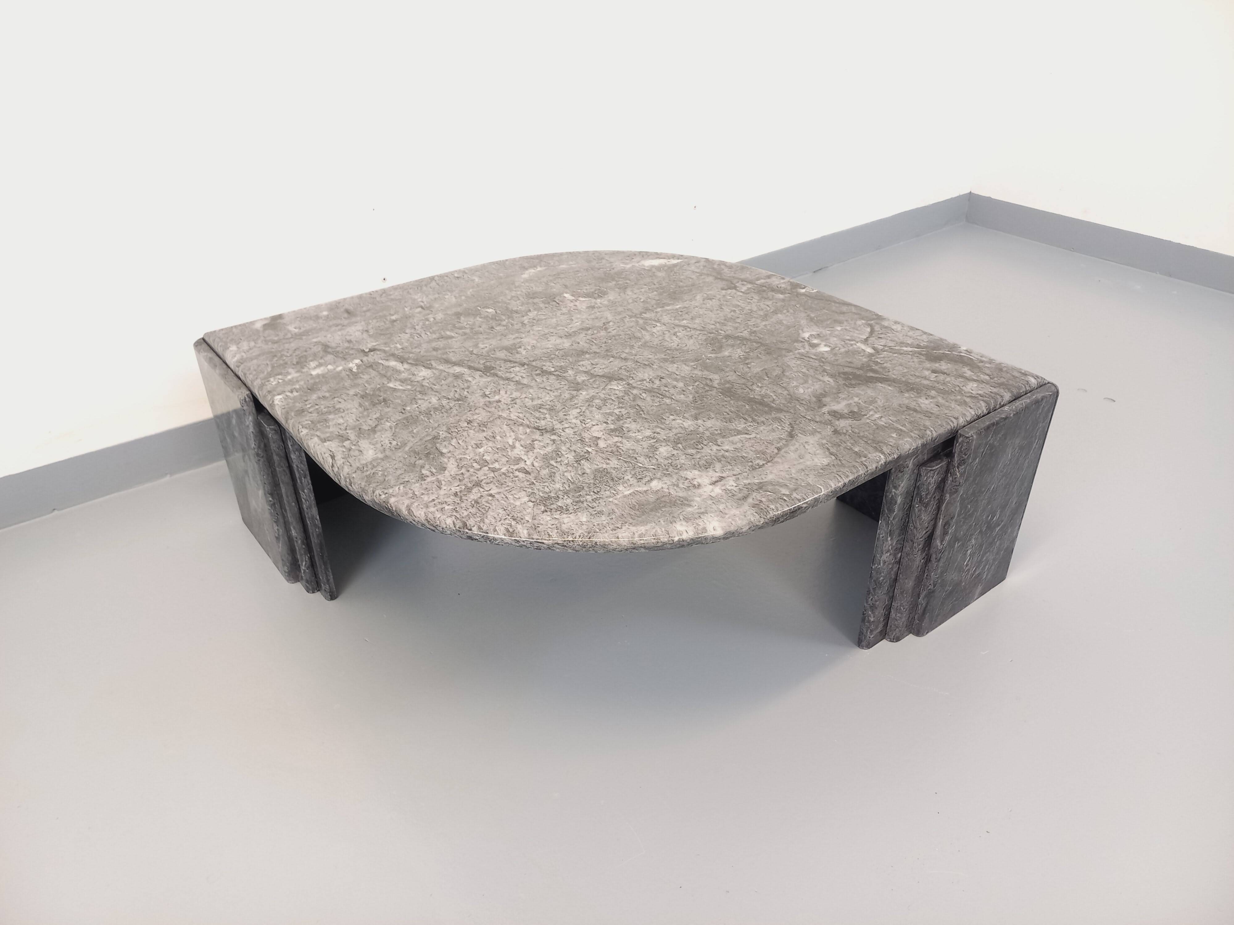 Vintage grey marble coffee table from the 1970s.