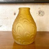 Large amber Art Deco molded glass vase