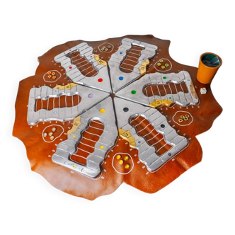 Brutalist Parcheesi game by Art3, bronze & aluminium, Spain, 1970s