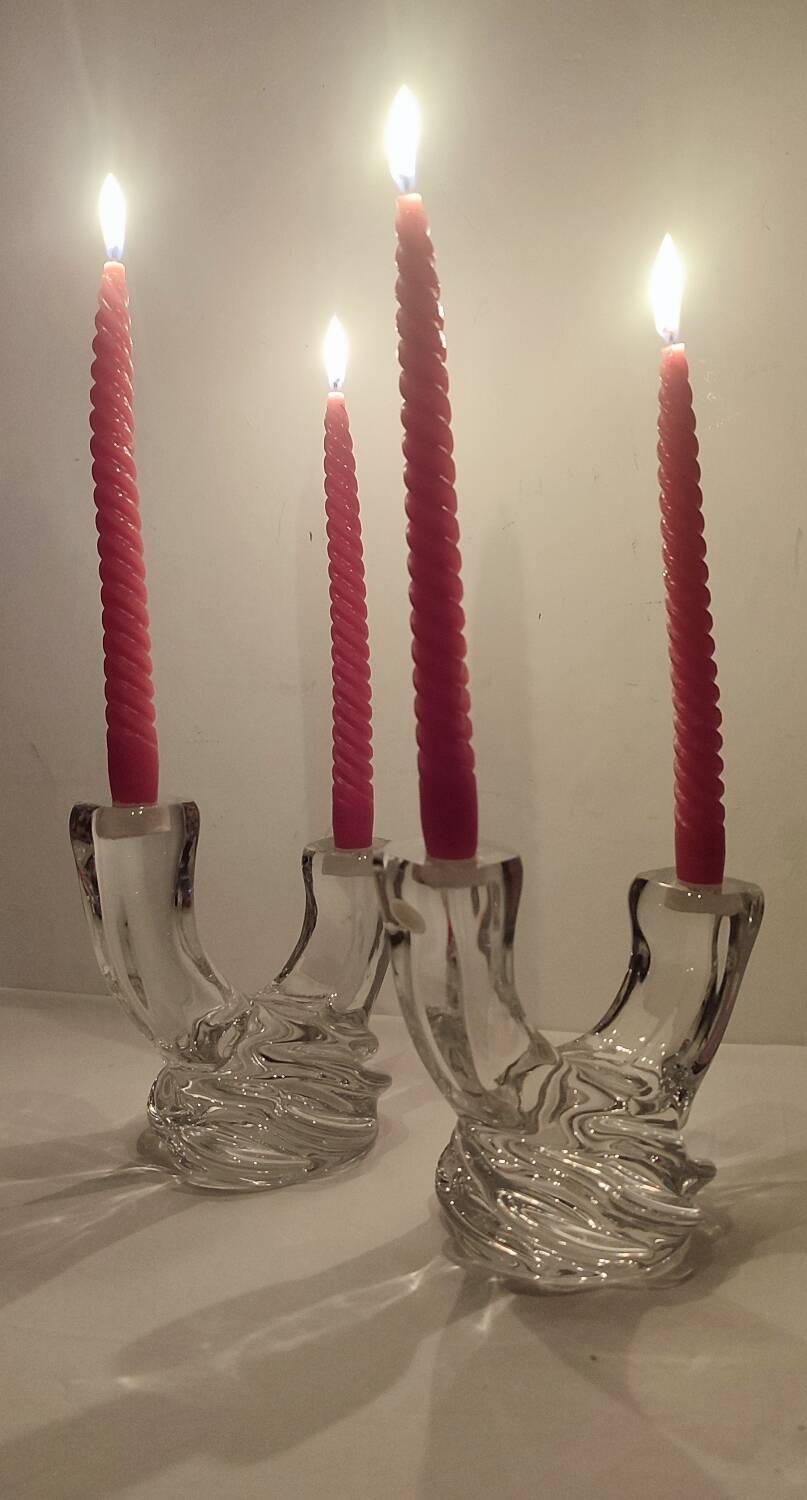 Par de candelabros de cristal. España, 1950s.