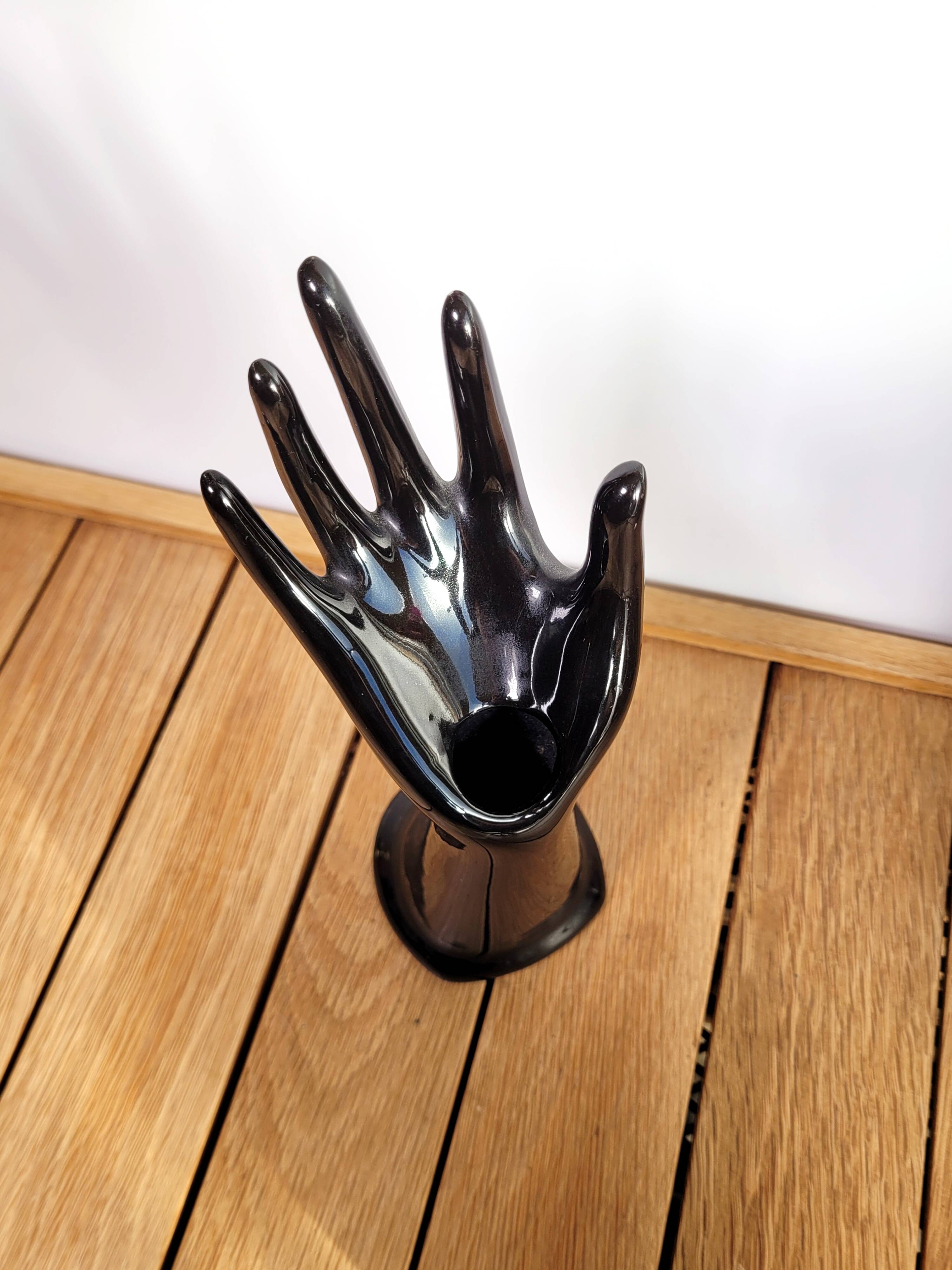 Hand ring soliflore black ceramic