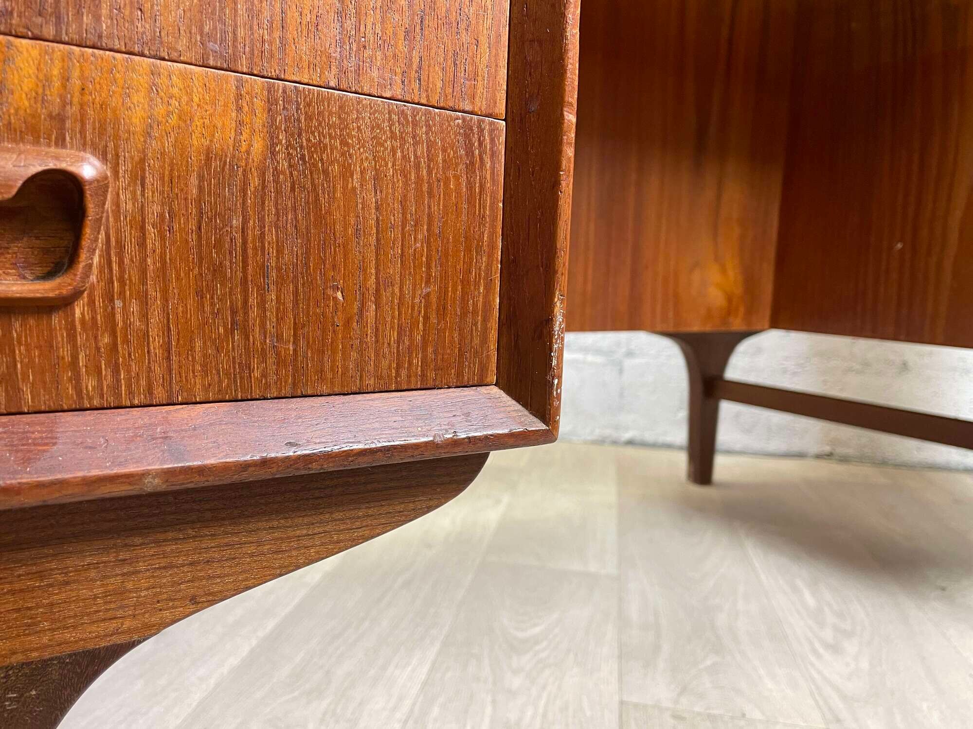 Scandinavian double-sided teak desk, 60s