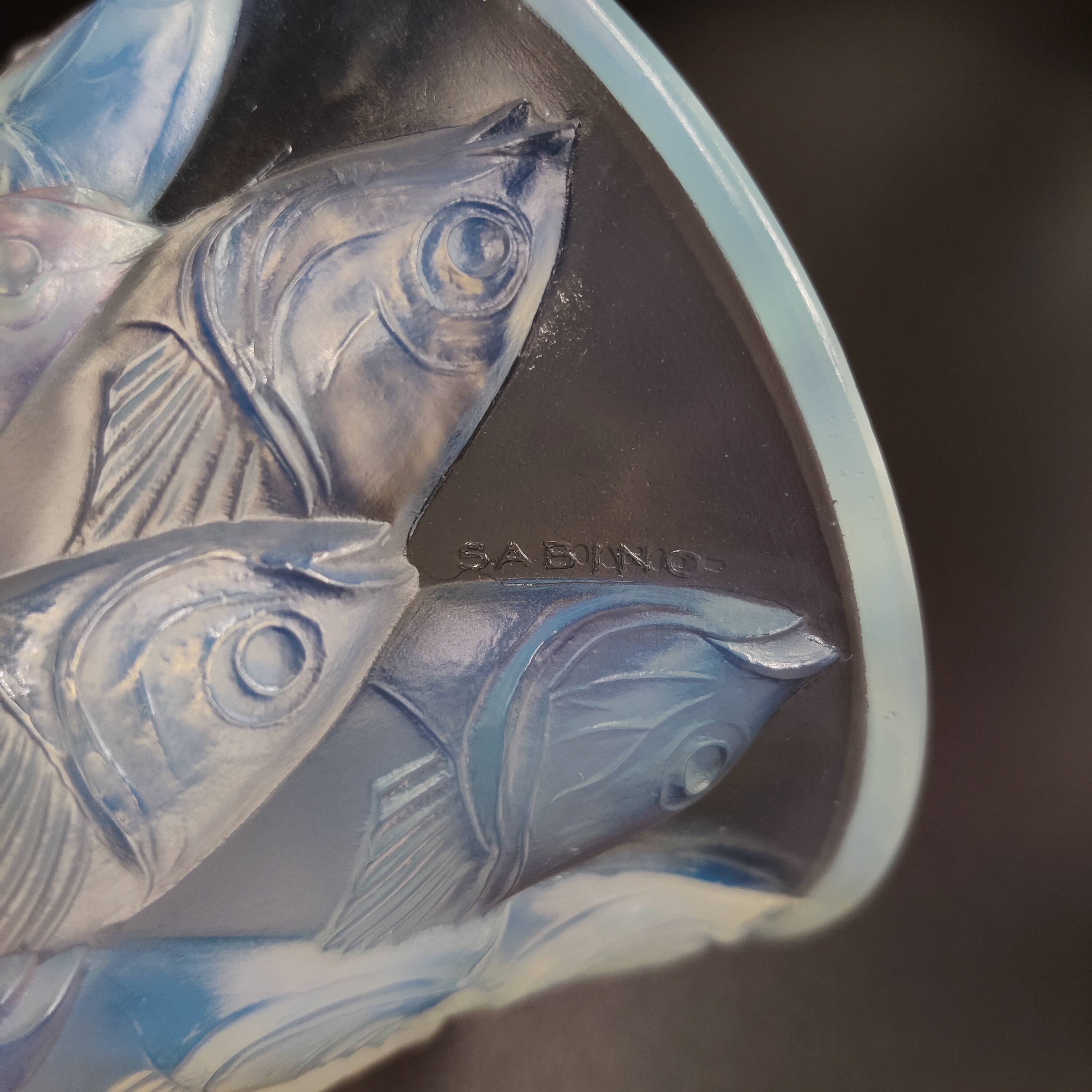 French Art Deco opalescent glass Vase by Sabino