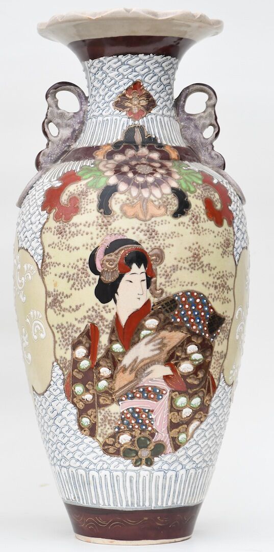 Pair of Satsuma porcelain vases