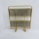 Mid-century modern folding bar cart in brass and ribbed acrylic glass, 1970s