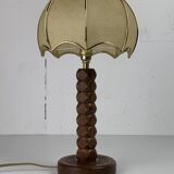 French modernist wood turned mushroom cocoon table lamp, 1950s