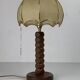 French modernist wood turned mushroom cocoon table lamp, 1950s