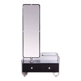 Restored black art deco dressing mirror 1930s, made by vichr a spol