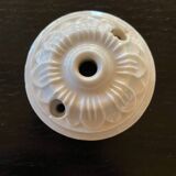 Glass portable lamp, 2 M braided fabric cable, porcelain rosette