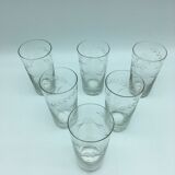 6 glasses to orangeade engraved decoration bunch of grapes.