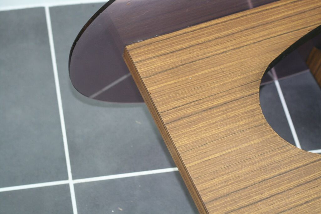 Vintage coffee table 70s plexiglas and formica 1970 smoked plexi
