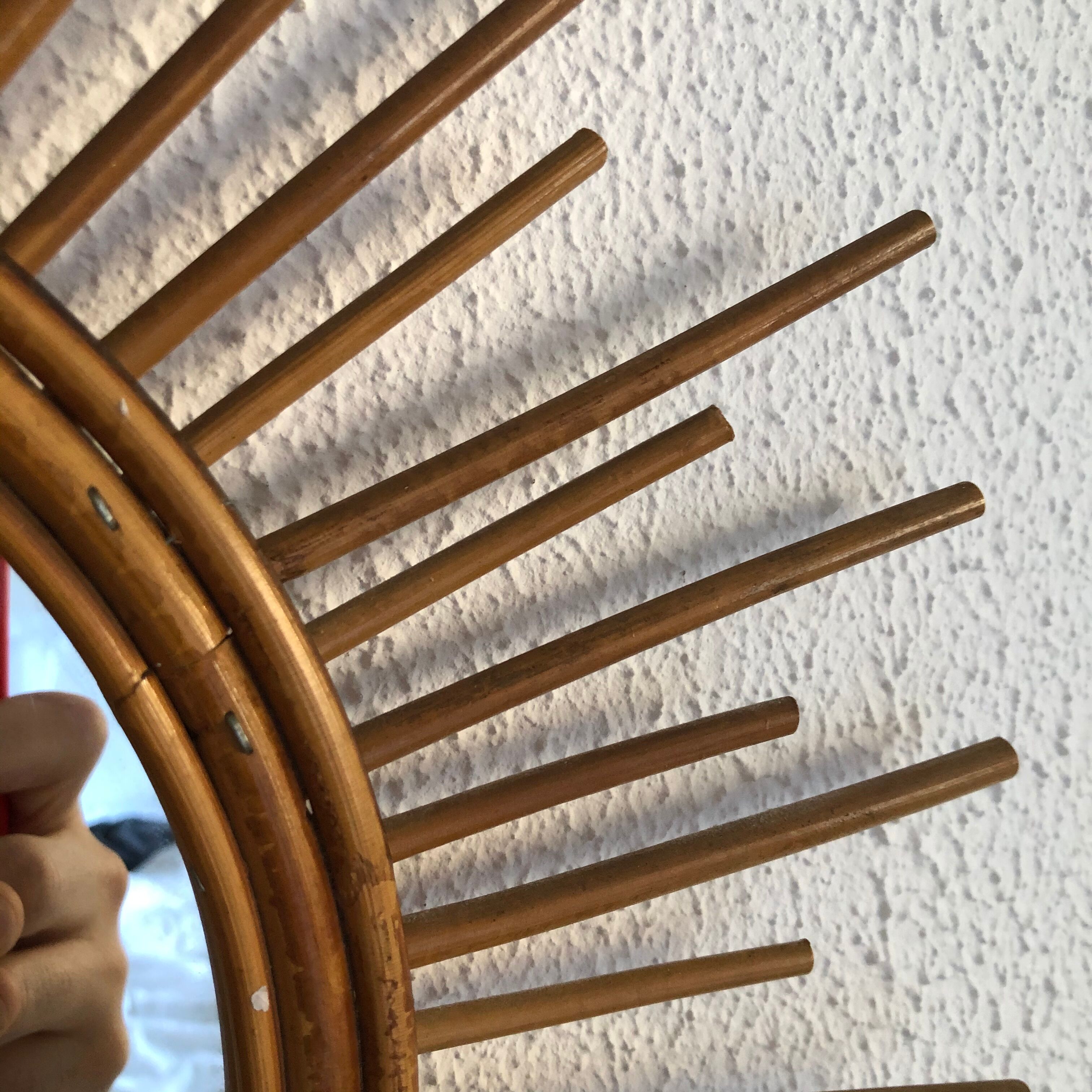 Vintage rattan sun mirror 1960 - 52 cm