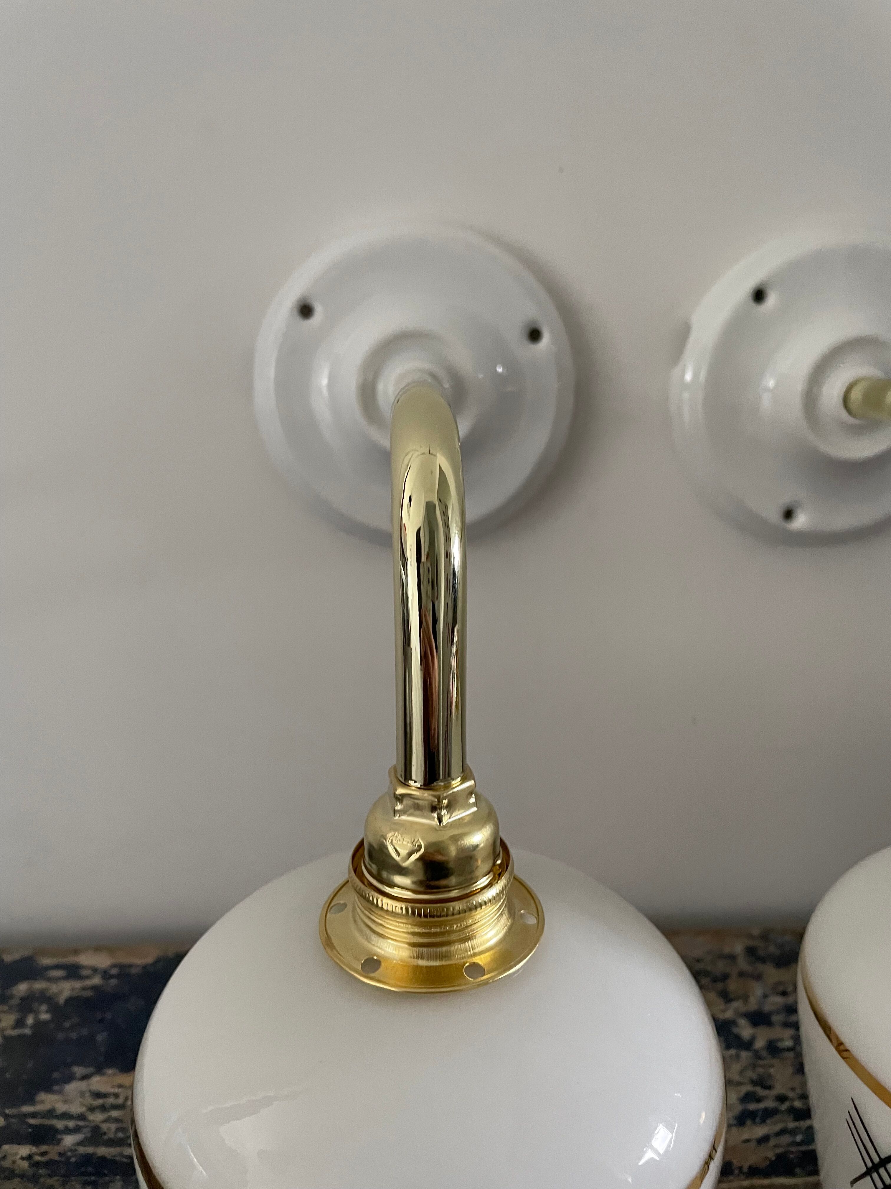Pair of vintage white opaline sconces