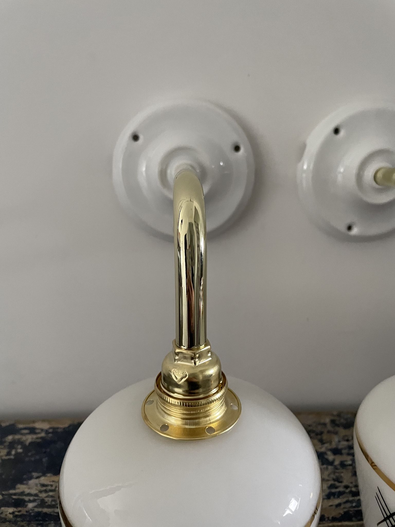 Pair of vintage white opaline sconces