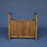 Vintage pine magazine stand, 1970s