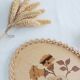 Plateau en bois, motif fleur