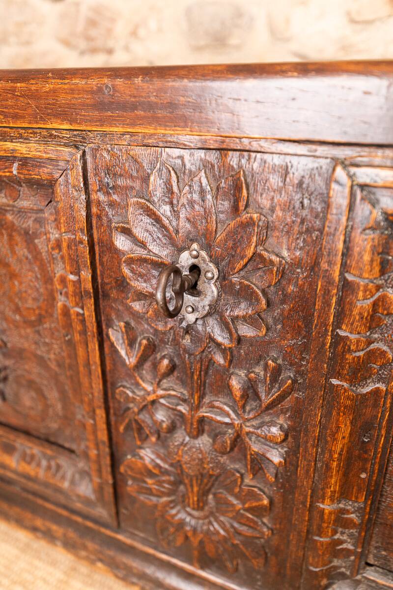 Antique Carved Solid Oak Chest – 2nd Half of the 18th Century