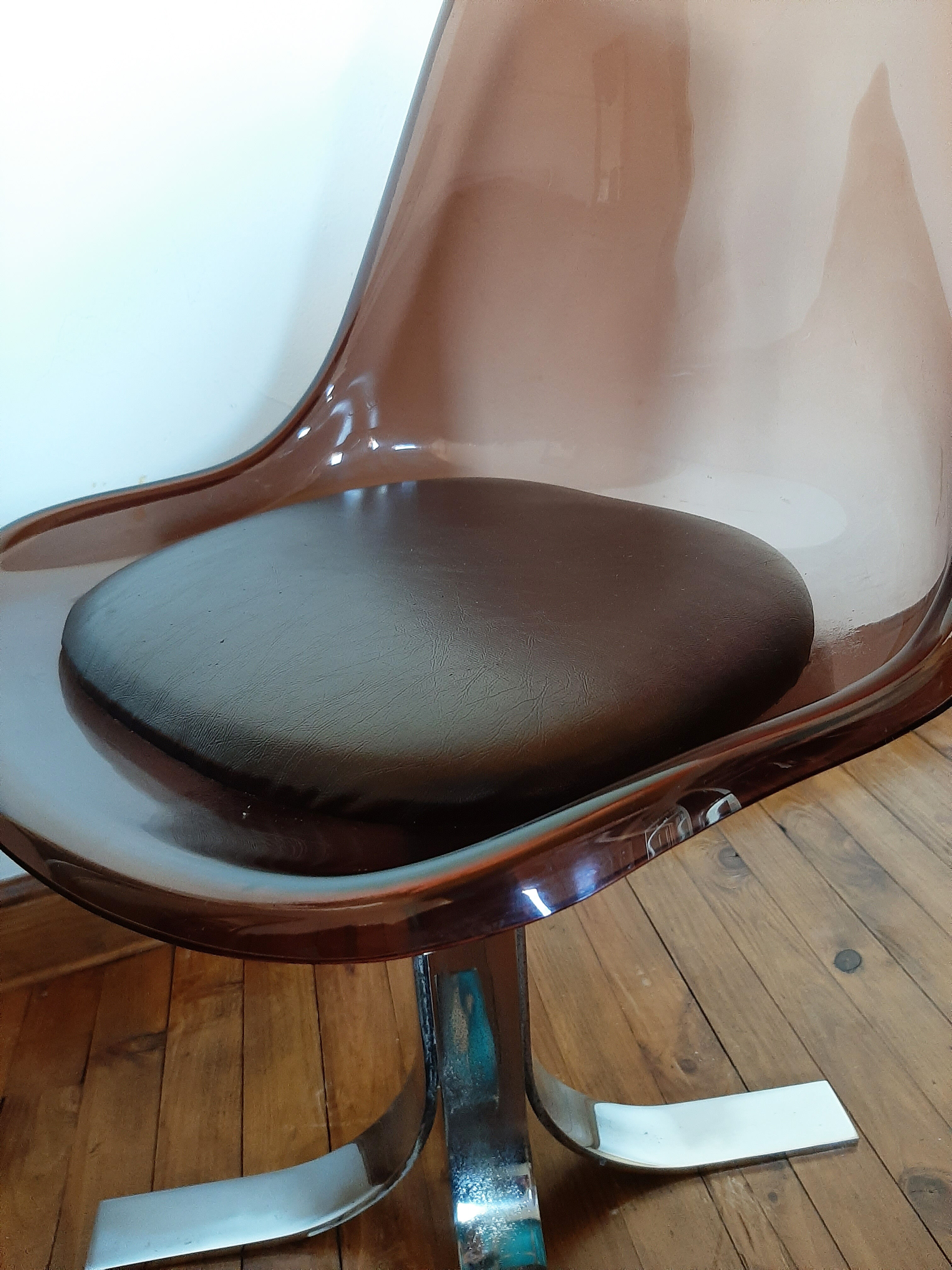 Plexiglas chair and chrome metal 1970